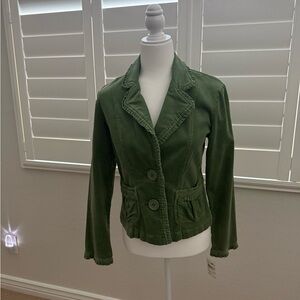 Olive Green Women's Blazer, light corduroy material. Size Small
